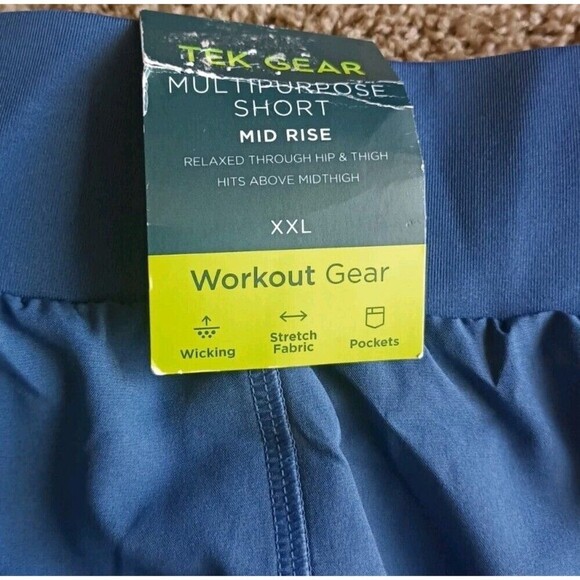 Tek Gear Workout Gear Shorts Size XXL Multipurpose Blue Mid Rise Poly/Spandex - Picture 5 of 9